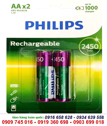 Philips R6B2A245/97; Pin sạc AA 1.2v 2450mAh Philips R6B2A245/97 chính hãng (Vỉ viên)